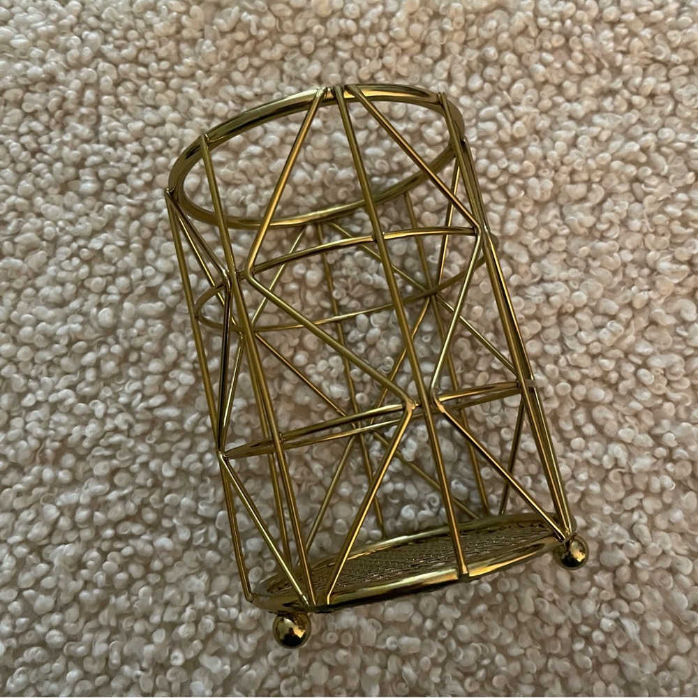 Gold metallic pencil holder